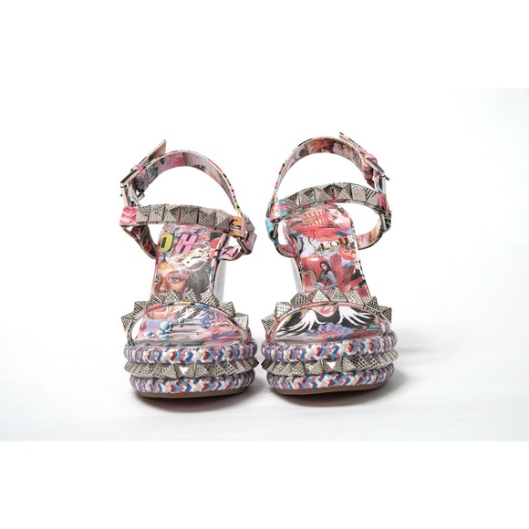 Christian Louboutin Pyraclou 110 Patent Oh Xtian Wedge Sandals Sz 35 Sz 5 - Picture 6 of 12